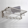 Wall mounted foldable shelf stainless steel folding towel rack for bathroom